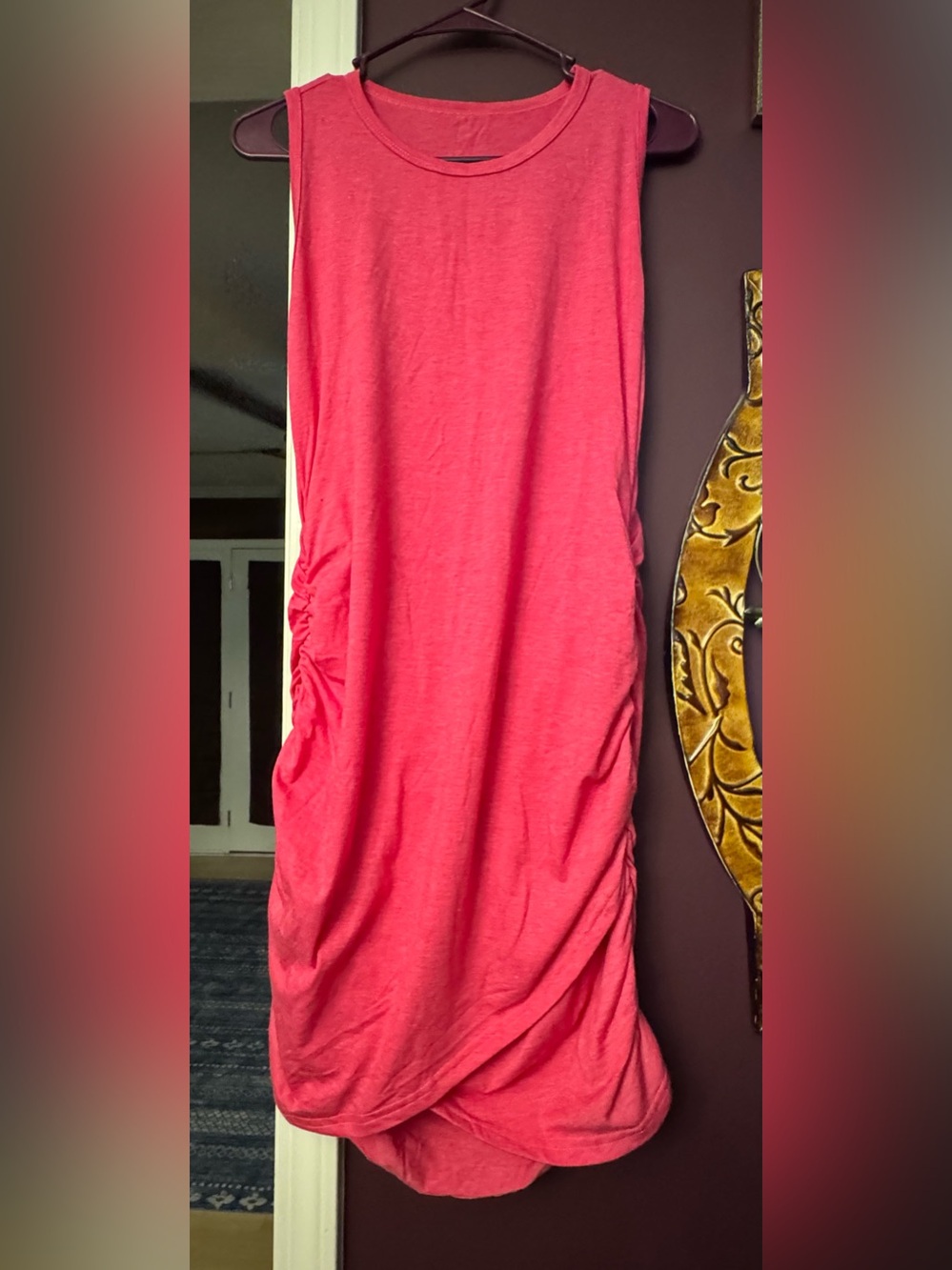 Sleeveless Ruched Pink Tank Dress